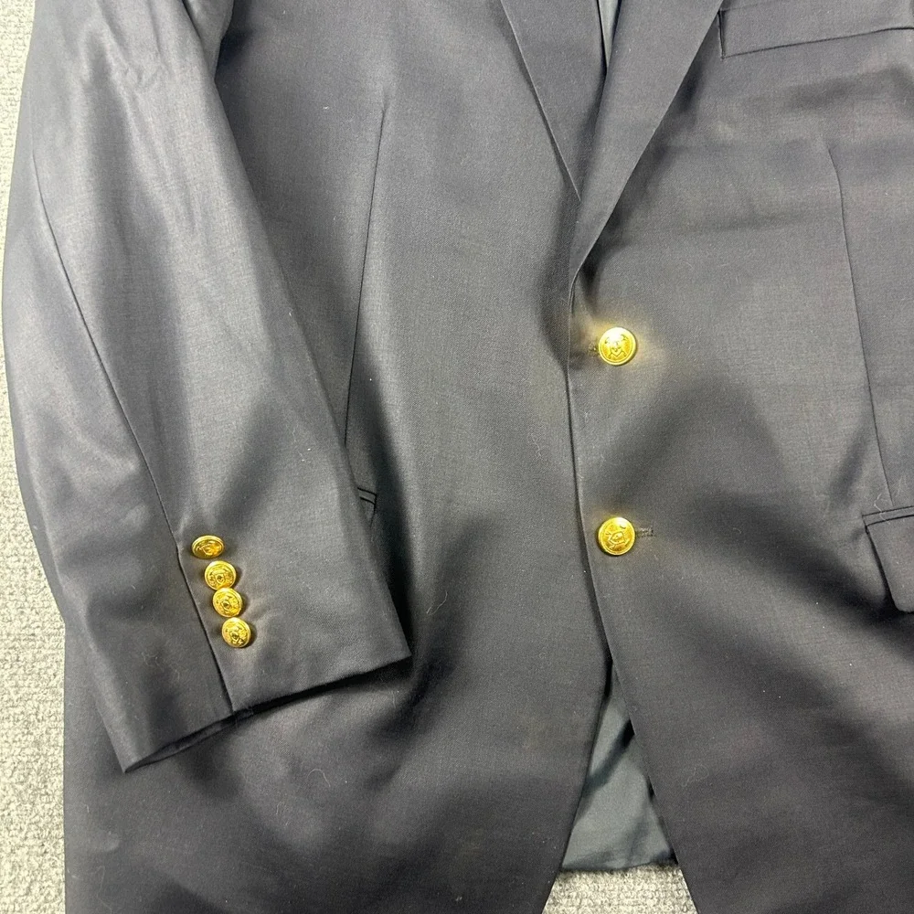Lauren Ralph Lauren Blazer Mens 48R Navy Blue Gold Button Wool Sport Coat Prep